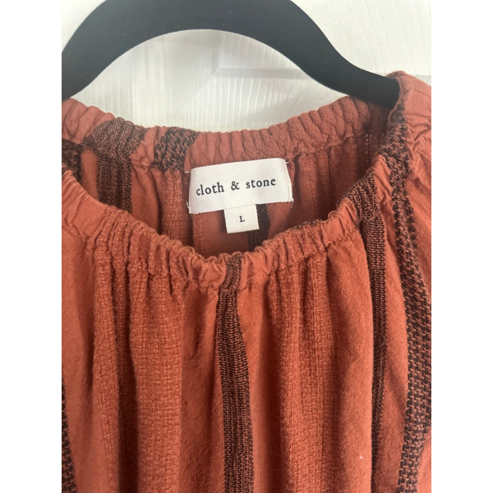 Women's Cloth & Stone Top Brown/Tan Size L - Picture 2 of 2